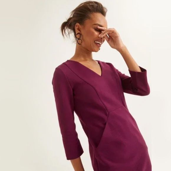 Boden Rich Purple Long Sleeve Dress - Picture 2 of 11